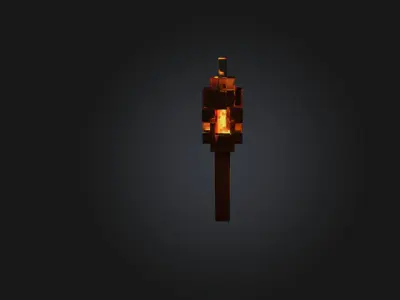 Voxel Torch Low-poly 3D model