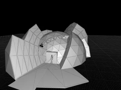 geodesic dome structure Low-poly 3D model