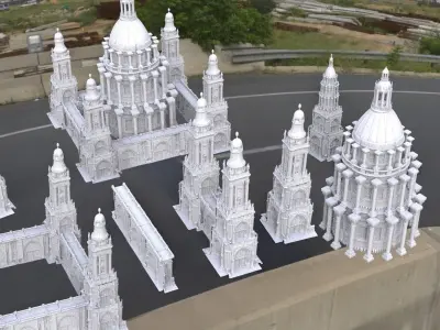 Gothic Cathedral City architecture Kitbash 3D model