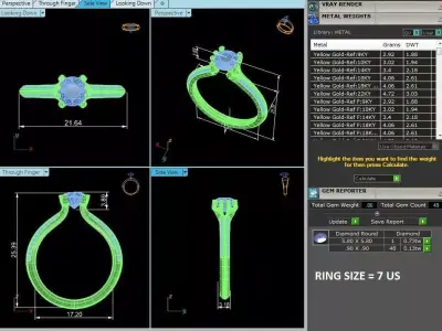Women Light Weight Solitare Diamond Wedding Ring   31 3D print model