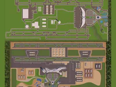 2 Full Airport Architecture Project - 2Ds Drawing - 3Ds Files 3D Model Pack