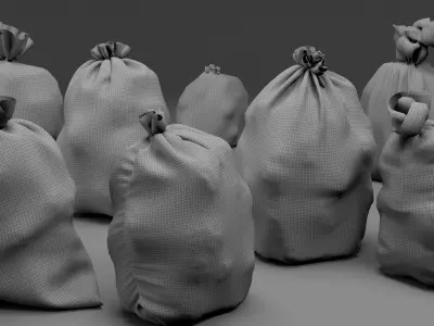 Garbage dusty bags multi color 3D model