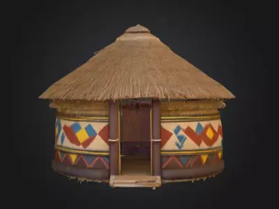 Traditional Circular Hut Low-poly 3D model