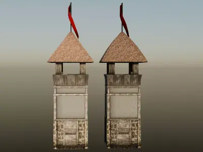 Medieval Watchtower Low-poly 3D model 2
