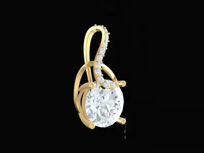 Luxury Swirl Pendant with Green Round Center Stone 237 3D print model