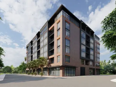 Multifamily building Low-poly 3D model