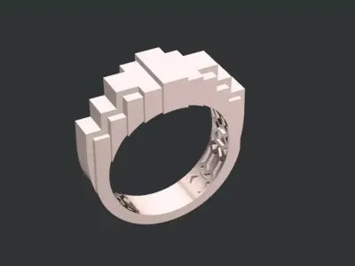 Architectural solid gold ring 3D print model