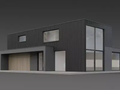 Modern Minimalist Two-Story House 3D model