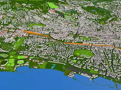 Lausanne City Switzerland September 2020 Low-poly 3D model