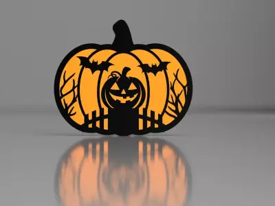 Pumpkin Silhouette Night Light STL 3D print model
