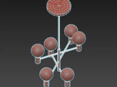 Helix-Chandelier-Gold six light chandelier in brass with glas... 3D model