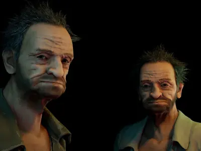 Crazy Old Man Low-poly 3D model