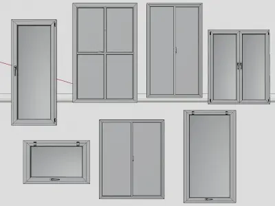 White pvc windows Low-poly 3D model