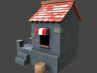 House stylized village 3d model Low-poly 3D model