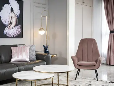 Gold Finish Large Floor Lamp 3D model