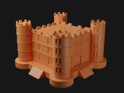 Castle 3D Model orange 3D print model