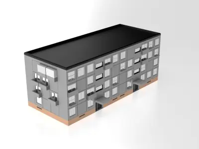 Khrushchevka USSR Building Free low-poly 3D model