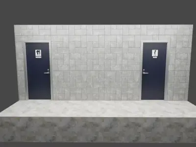 LOWPOLY AND PBR RESTROOM TOILLET 3D MODEL Low-poly 3D model