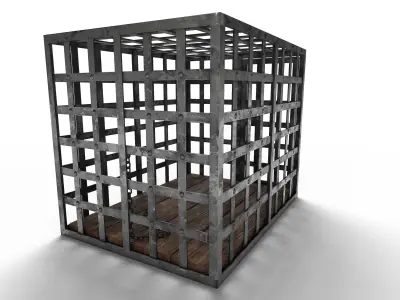 Metallic prison Cage Low-poly 3D model