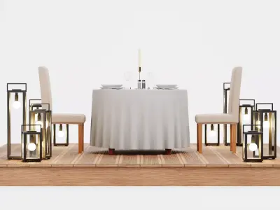 Garden Setup V7 - Romantic Dinner Table Scene 3D model