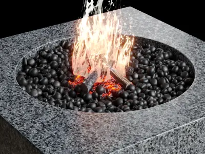 Outdoor fireplace Low-poly 3D model