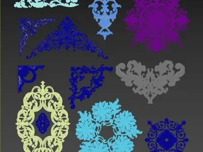 Baroque Engraving Ornament Collection Vol-4 - 3ds Max  Corona 3D model