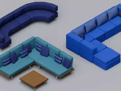 30 Sofa Mega Pack Collection Low-poly 3D model