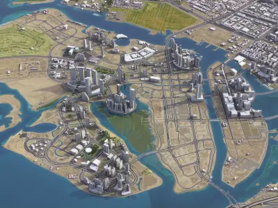 Al Reem Island - Abu Dhabi - 3D City Model Low-poly 3D model