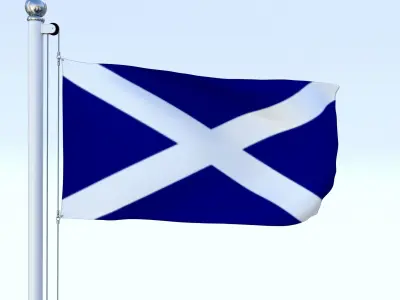 Animated Scotland Flag Low-poly 3D model