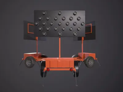 Arrow board traffic trailer Low-poly 3D model
