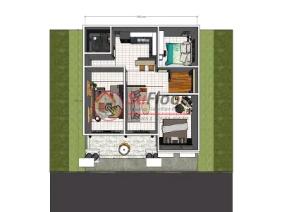 House 8x10m code 596 - Sketchup 3D model 3D model 3D model