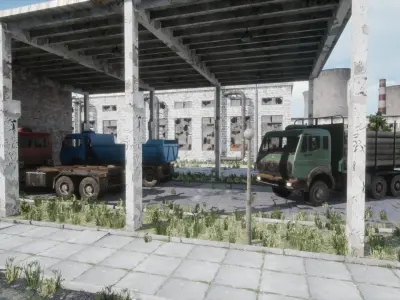 Abandoned Factory Level Low-poly 3D model