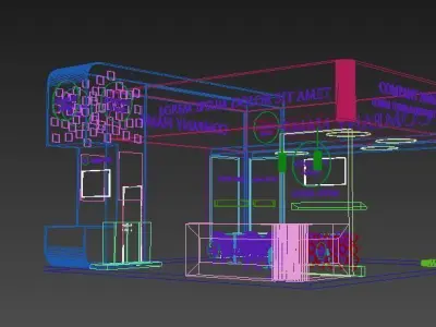 Booth Exhibition Stand Stall 8x8m Height 500 cm 4 Side Open 3D model