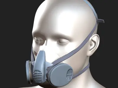Gas mask respirator military combat 3d model  Low-poly 3D model