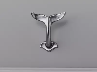 Whale Tail Hook Metal Decor Low-poly 3D model