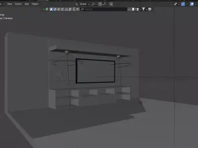 Modern Wooden TV Wall Unit  Low-Poly 3D Model  Low-poly 3D model