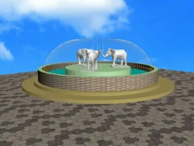 water fountain with elephant 3d model design 3D model