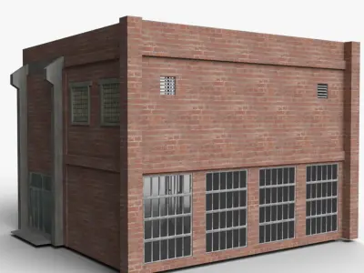 Old Modular Warehouse Low-poly 3D model