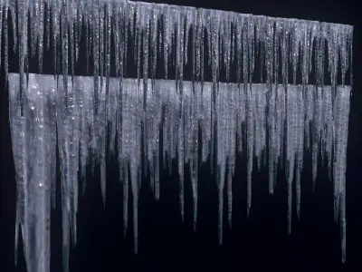 Icicles set Low-poly 3D model