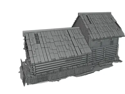 Low Poly 3D Medieval House with Interior Props Optimized Games   Low-poly 3D model