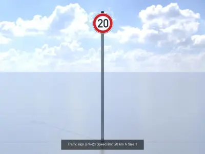 german traffic sign for speed limitation in size-1 3D Model Pack