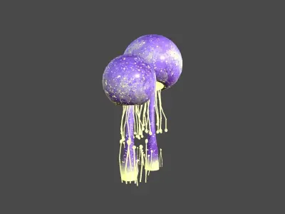 Fantasy Mushroom E08 Purple Yellow - Scene Backdrop Design Low-poly 3D model