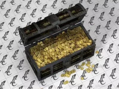 Chest With Golden Coins 3D model