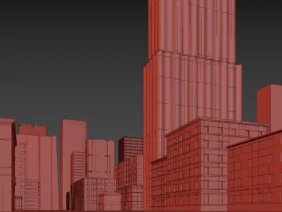 Lowpoly Photorealistic City Buildings Low-poly 3D model