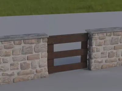 European Stone Fence Low-poly 3D model
