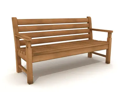  Exterior Old Wood Bench 11 3D model