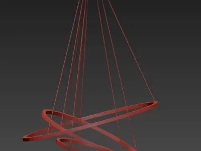 Modern Ring Pendant Light Set 3D model