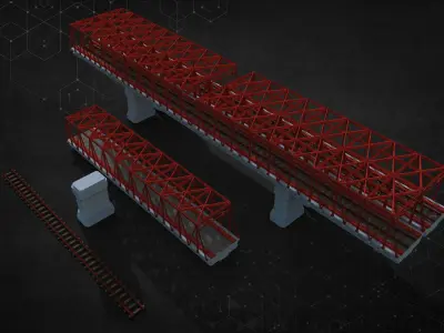 Rail Iron Bridge Modular Type Two 3D model