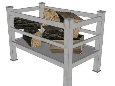 fire grate with logs  Low-poly 3D model