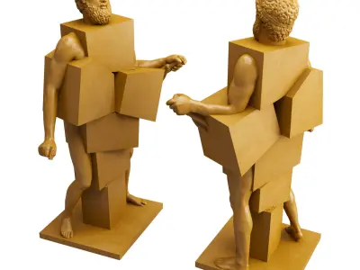 Man of cubes sculpture Low-poly 3D model